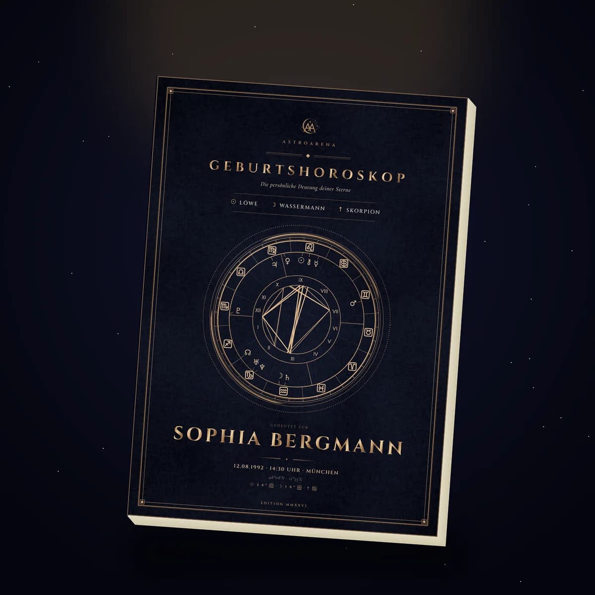 Das Geburtshoroskop als edles Buch mit klassischem Leinen-Cover